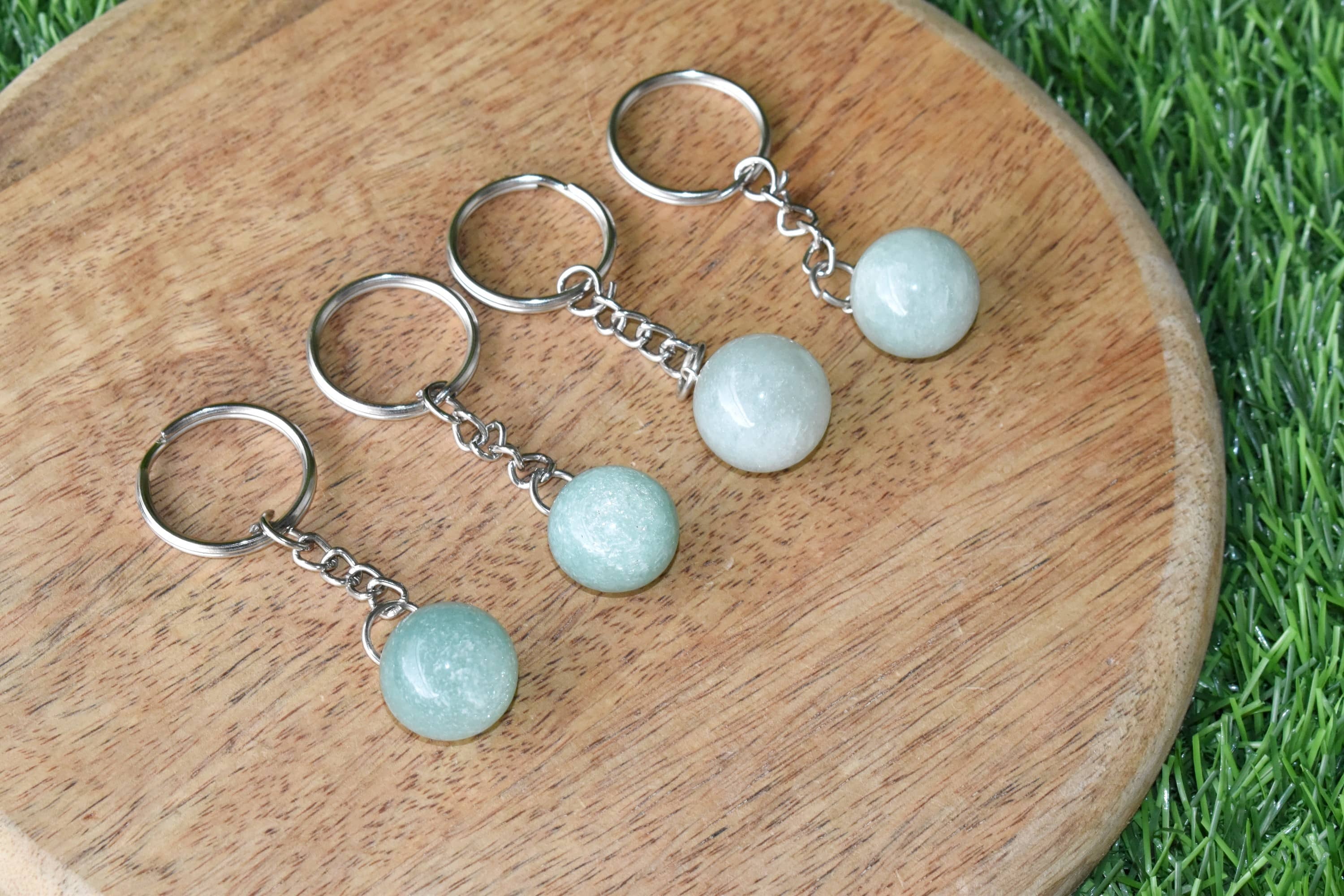 Green Aventurine Key Chain, Gemstone Keychain Crystal Key Ring