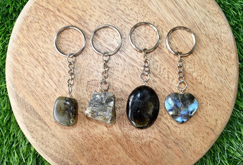 Labradorite Key Chain, Gemstone Keychain Crystal Key Ring