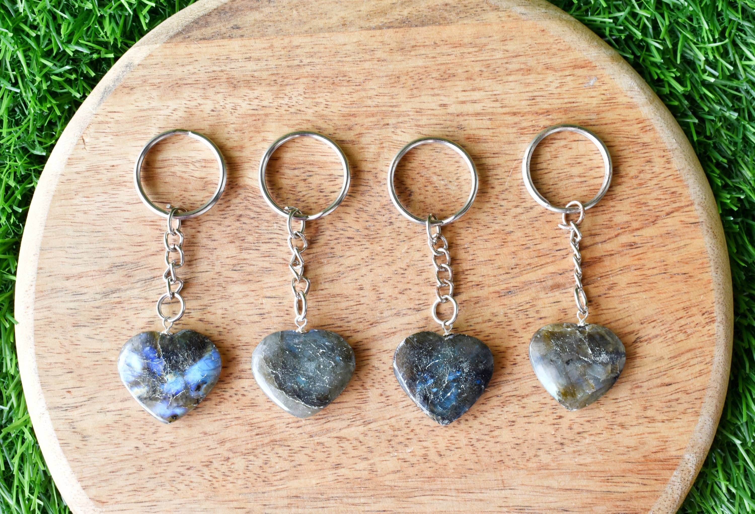 Labradorite Key Chain, Gemstone Keychain Crystal Key Ring