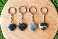 Moss Agate Key Chain, Gemstone Keychain Crystal Key Ring