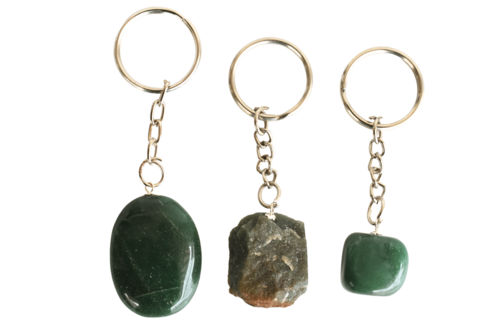 Green Jade Key Chain, Gemstone Keychain Crystal Key Ring