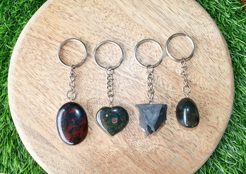 Bloodstone Key Chain, Gemstone Keychain Crystal Key Ring