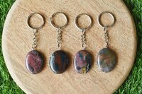 Bloodstone Key Chain, Gemstone Keychain Crystal Key Ring