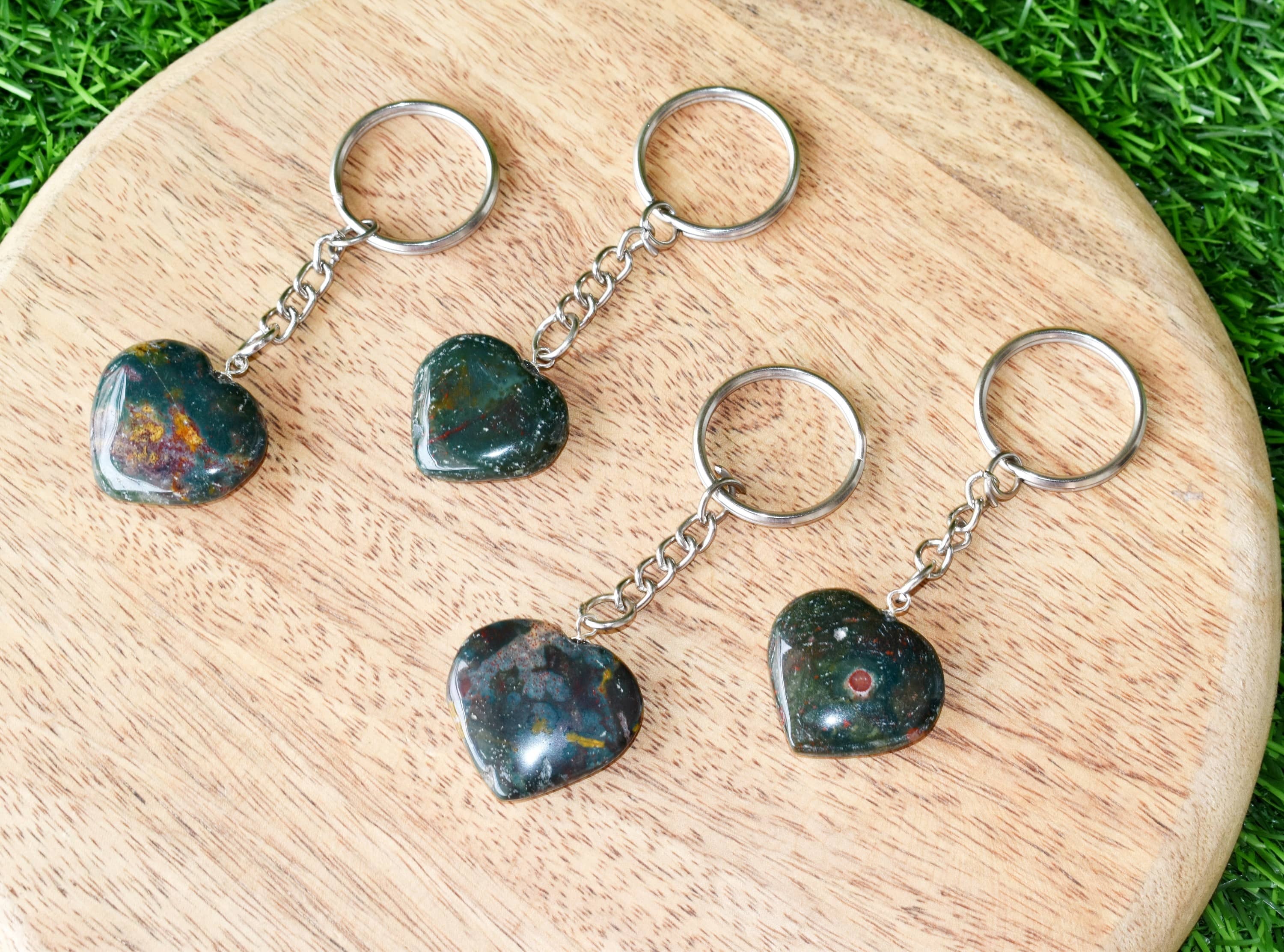 Bloodstone Key Chain, Gemstone Keychain Crystal Key Ring