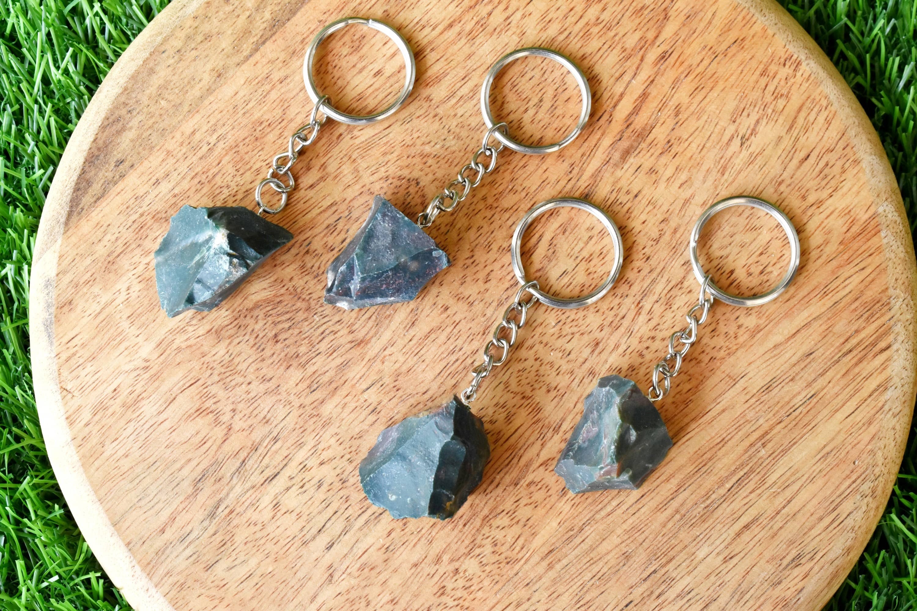 Bloodstone Key Chain, Gemstone Keychain Crystal Key Ring