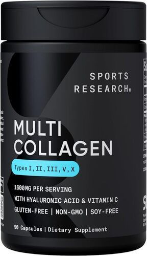 Sports Research Multi Collagen Pills (Type I, II, III, V, X) Hydrolyzed  90 Capsules