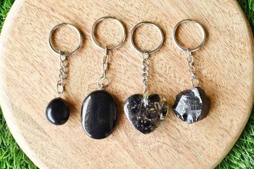 Black Obsidian Key Chain, Gemstone Keychain Crystal Key Ring