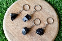 Black Obsidian Key Chain, Gemstone Keychain Crystal Key Ring