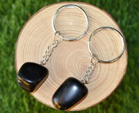 Black Obsidian Key Chain, Gemstone Keychain Crystal Key Ring