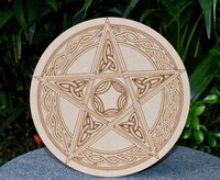 Pentacle Triquetra Crystal Grid Board, Wooden Crystal Recharging Plates