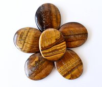 Tiger Eye Flat Stone, Polished Oval Flat Stone for Calming Crystal, Anxiety Relief