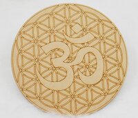 Tree of Life with Om Crystal Grid Board, Wooden Crystal Recharging Plates