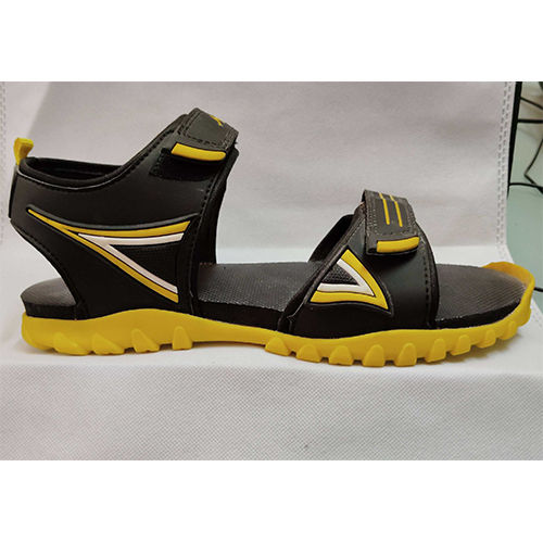 Mens Balck And Yellow Sports Sandals Heel Size: Flat