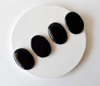 Black Obsidian Flat Stone, Polished Oval Flat Stone for Calming Crystal, Anxiety Relief