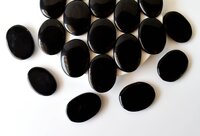 Black Obsidian Flat Stone, Polished Oval Flat Stone for Calming Crystal, Anxiety Relief