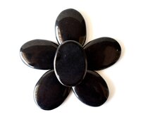 Black Obsidian Flat Stone, Polished Oval Flat Stone for Calming Crystal, Anxiety Relief