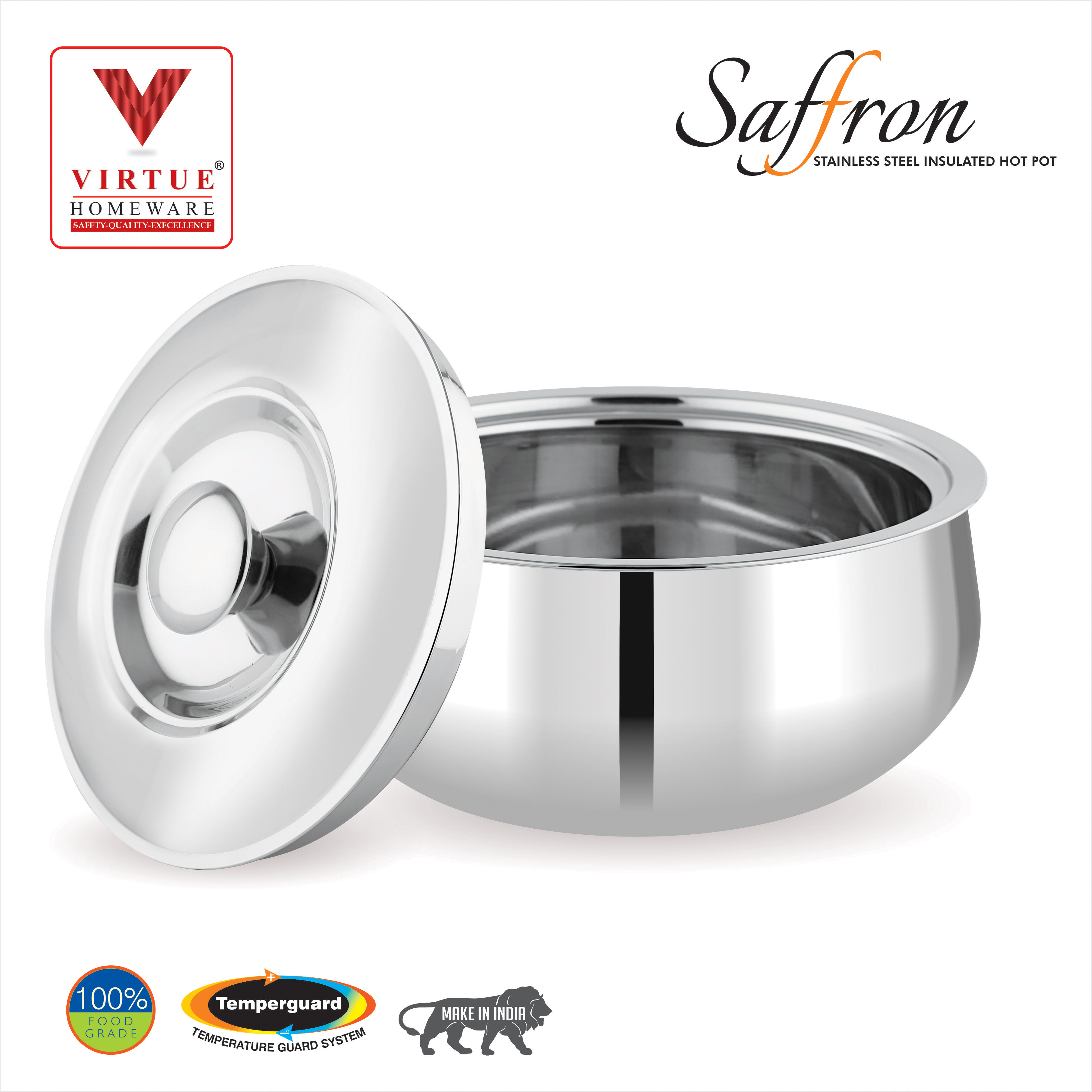 SAFFRON VIRTUE HOMEWARE ST. STEEL INSULATED CASSEROLE