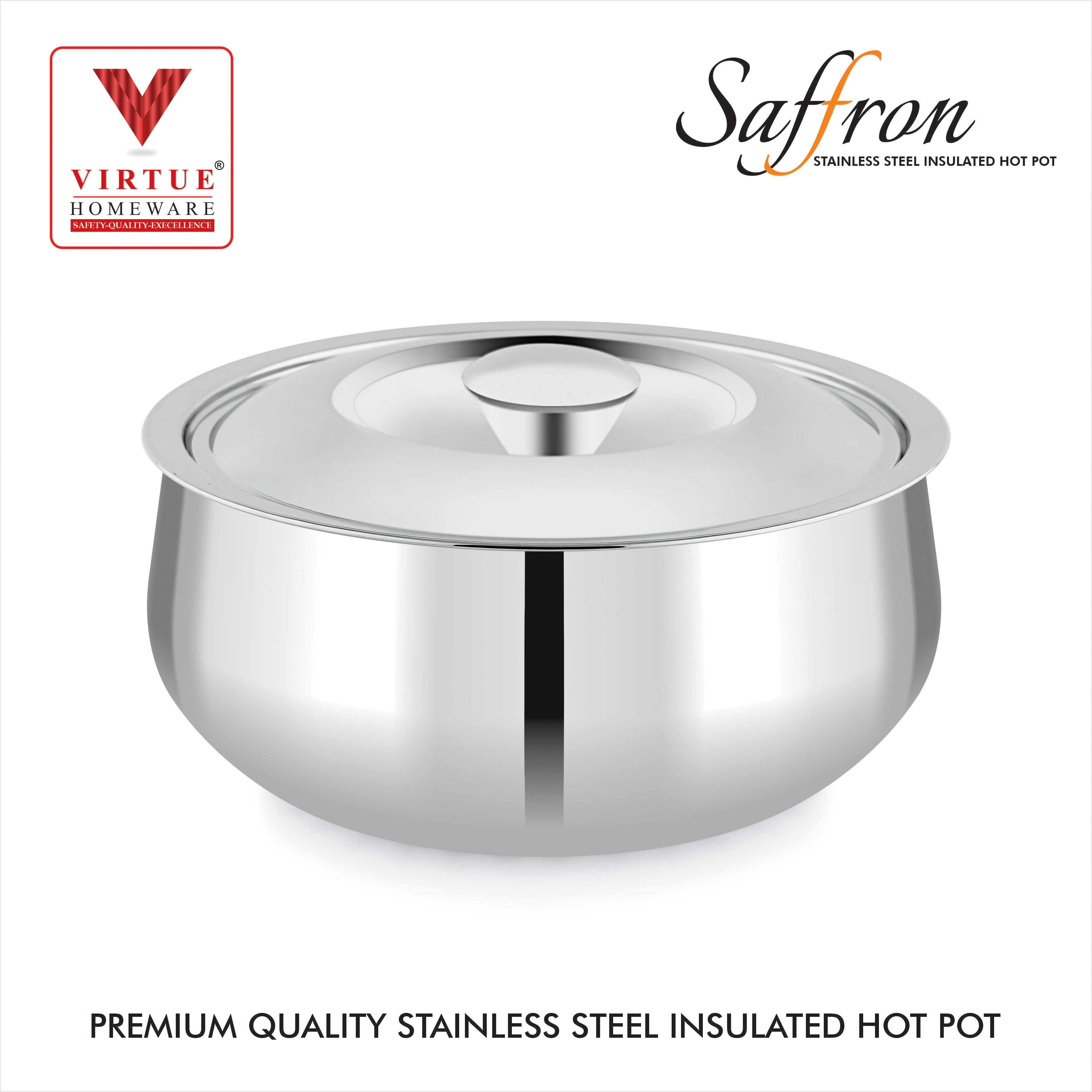 SAFFRON VIRTUE HOMEWARE ST. STEEL INSULATED CASSEROLE