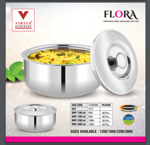 VIRTUE HOMEWARE - 3000 ml Stainless Steel Insulated Casserole | Heat Resistant Lid, Super Polyurethane Insulation, Keeps Food Hot