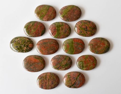 Unakite Flat Stone, Polished Oval Flat Stone for Calming Crystal, Anxiety Relief