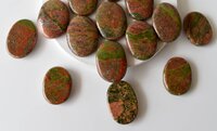 Unakite Flat Stone, Polished Oval Flat Stone for Calming Crystal, Anxiety Relief