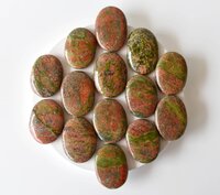 Unakite Flat Stone, Polished Oval Flat Stone for Calming Crystal, Anxiety Relief