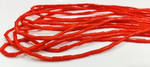 Red Coral Tubelite Shape Beads Size 4x10mm Sold per Strand of 14Inches Long