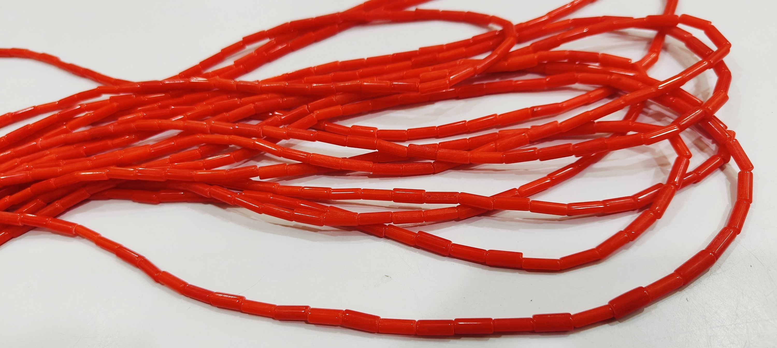 Red Coral Tubelite Shape Beads Size 4x10mm Sold per Strand of 14Inches Long