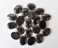 Hematite Flat Stone, Polished Oval Flat Stone for Calming Crystal, Anxiety Relief