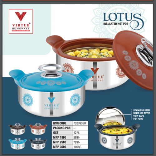 Lotus Virtue Homeware St. Steel Insulated Casserole - Size: 3500 Ml