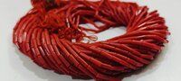 Red Orange Coral Italian Tubelite Shape Beads 3x8mm Sold per Strand 16'' long