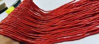 Red Orange Coral Italian Tubelite Shape Beads 3x8mm Sold per Strand 16'' long