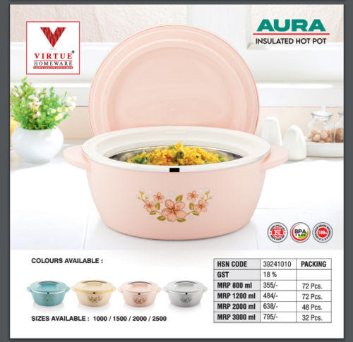 AURA VIRTUE HOMEWARE ST. STEEL INSULATED CASSEROLE