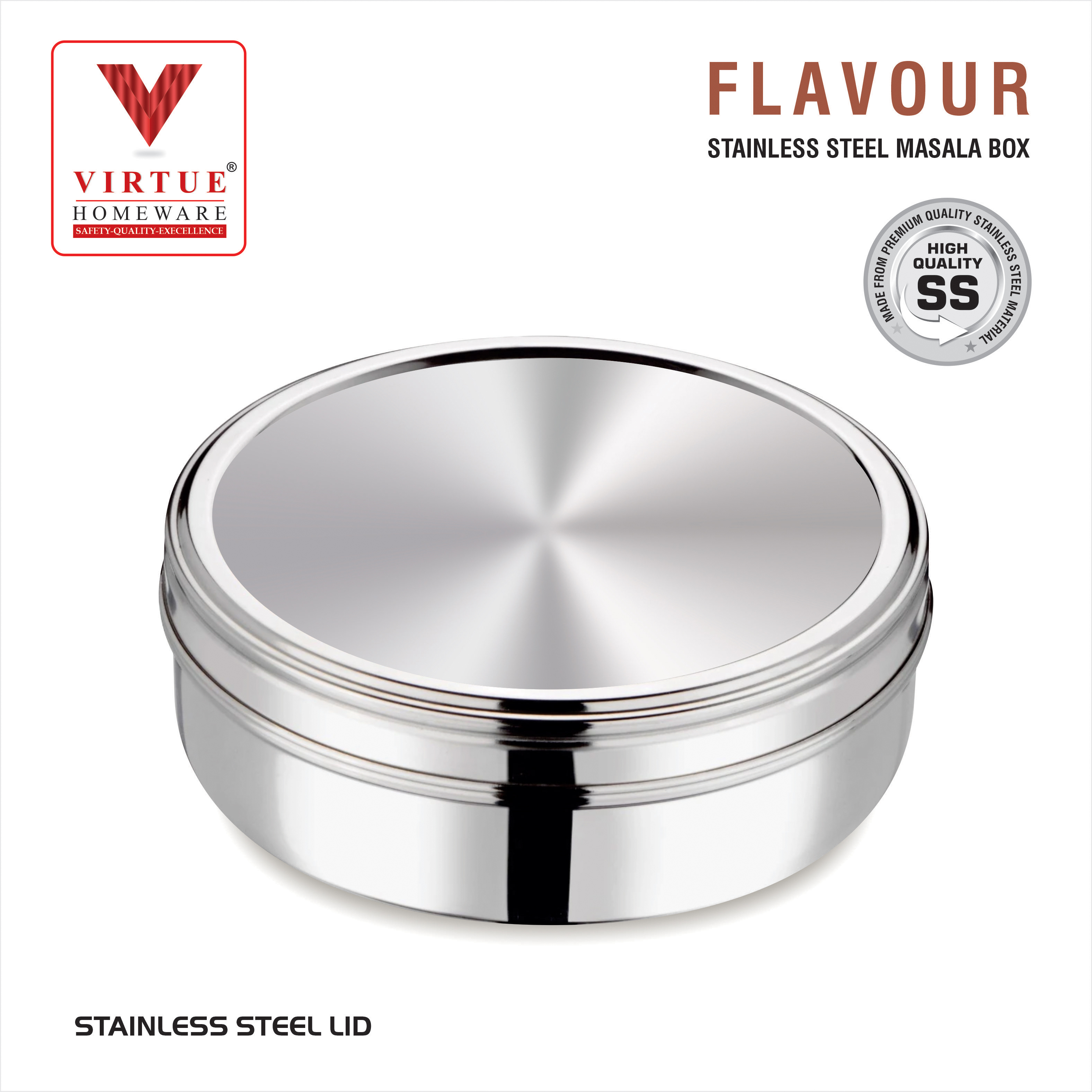 FLAVOUR VIRTUE HOMEWARE STAINLESS STEEL MASALA BOX