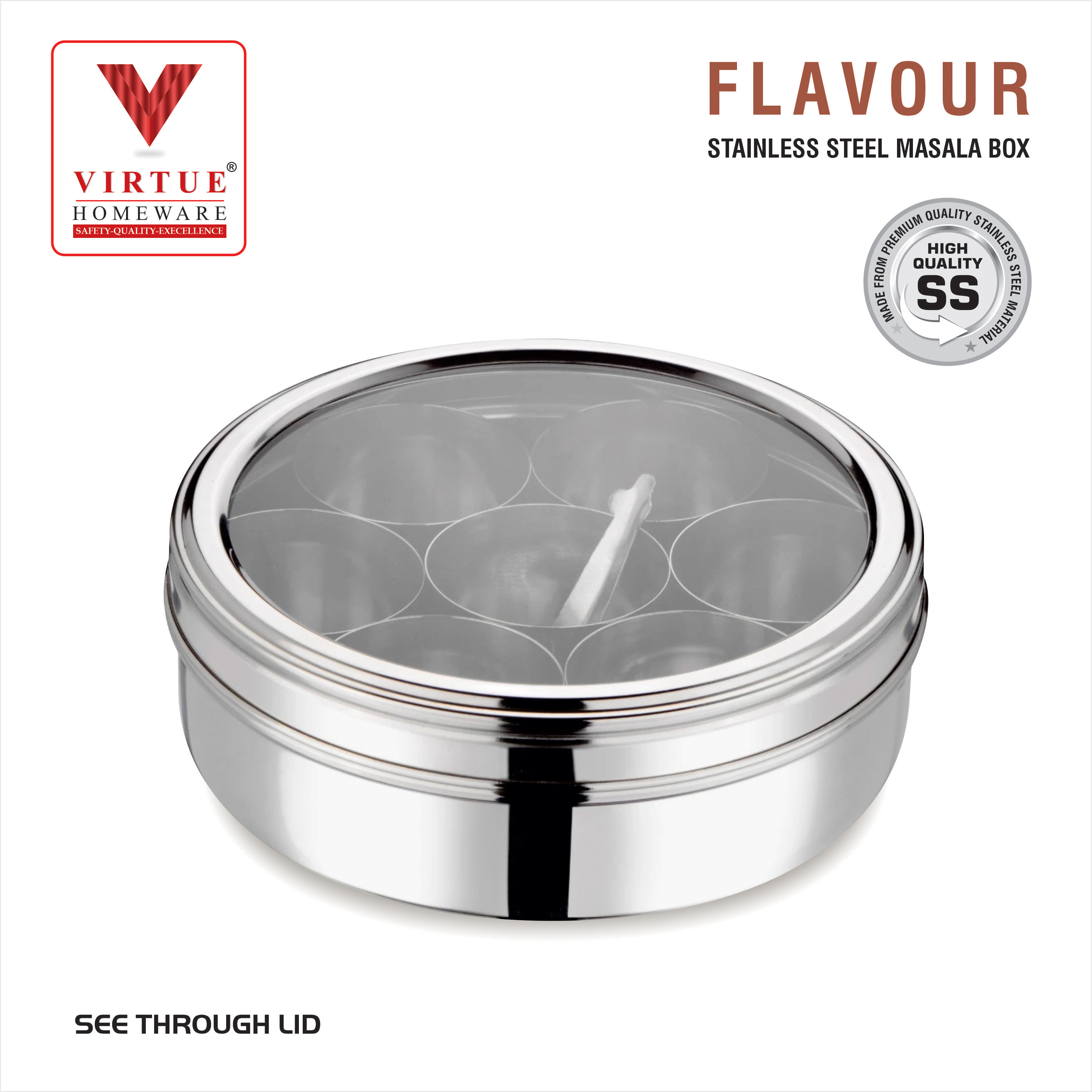 FLAVOUR VIRTUE HOMEWARE STAINLESS STEEL MASALA BOX