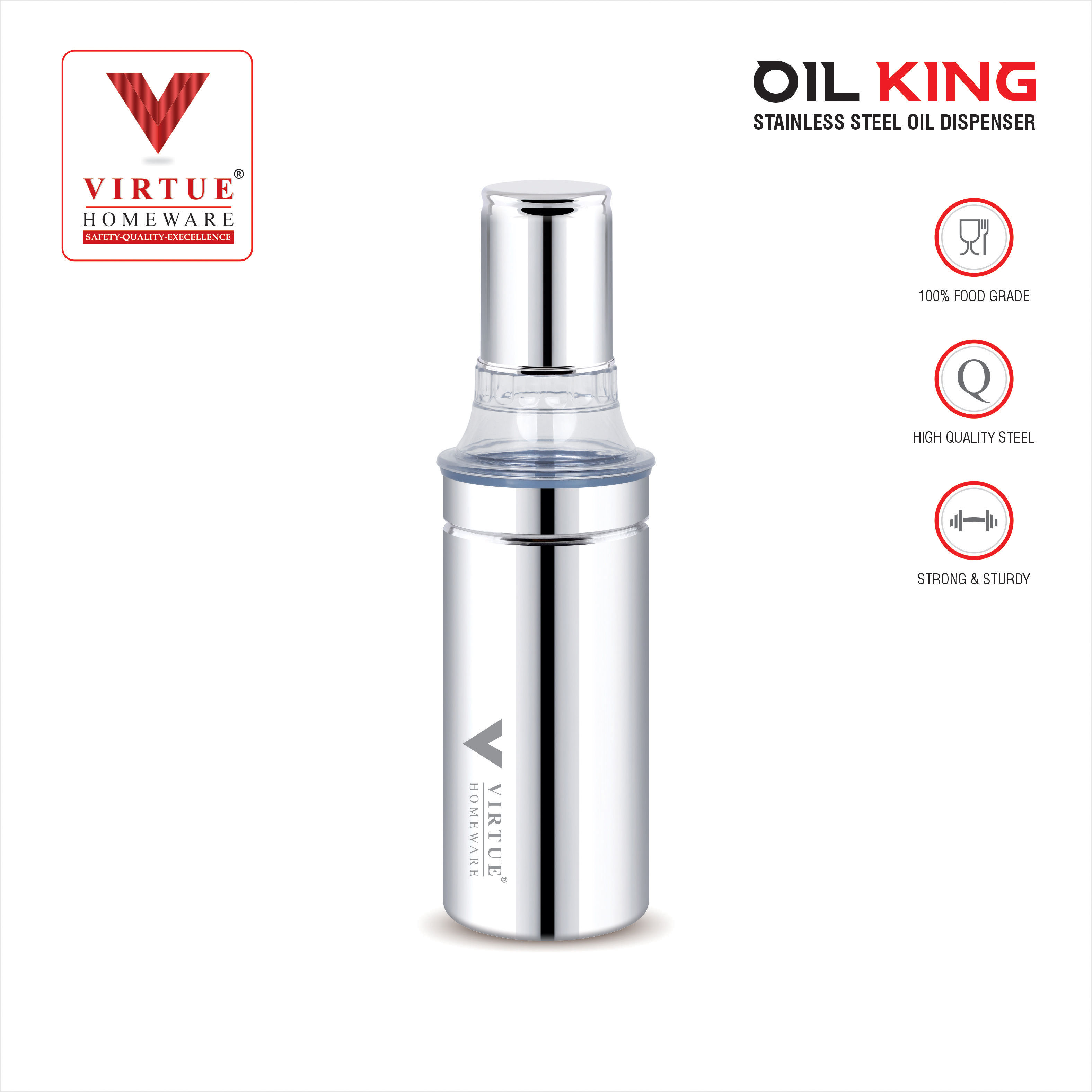 OIL KING VIRTUE HOMEWARE STAINLESS STEEL OIL DISPENSER