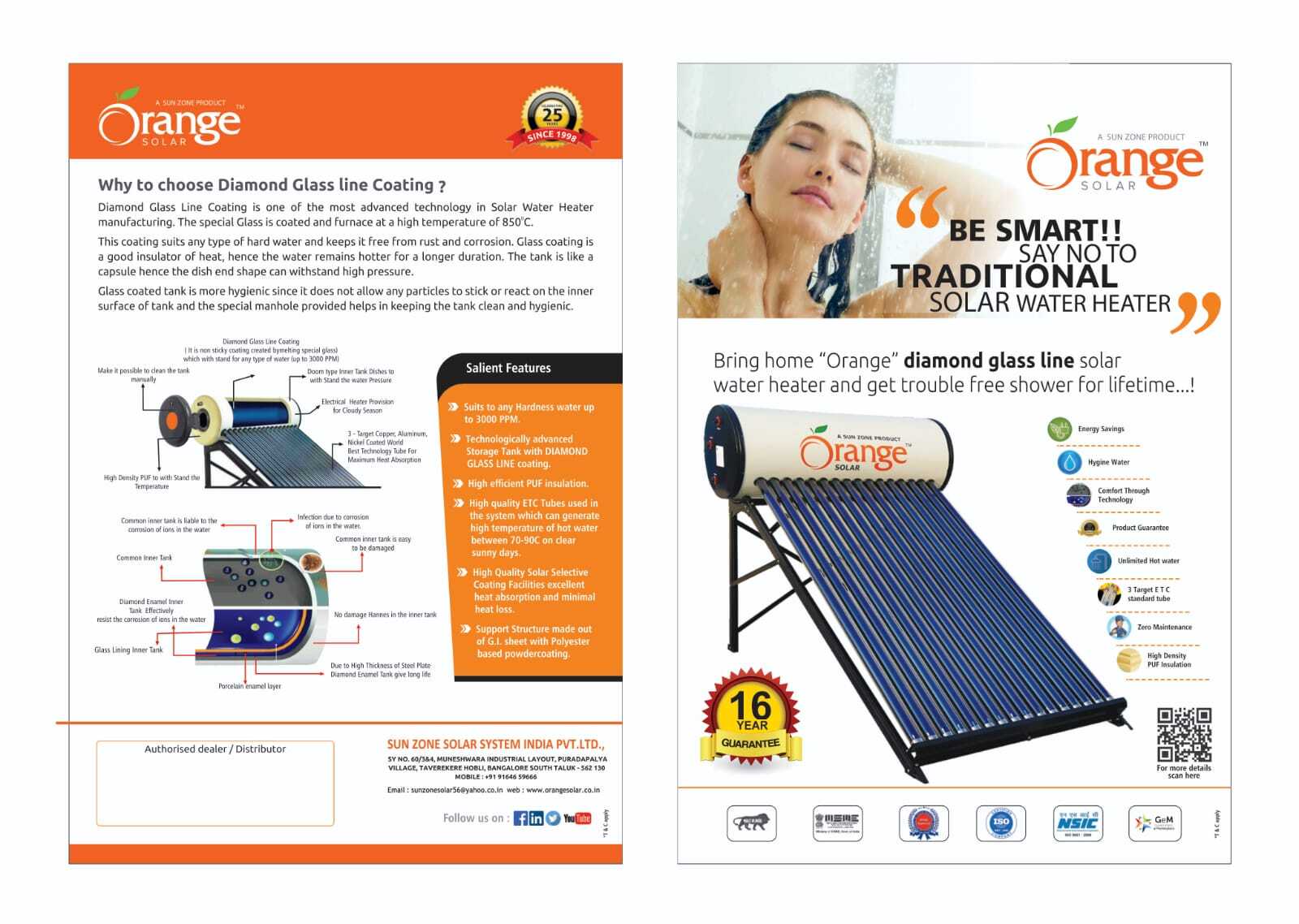 Diamond Glass Line Solar Water Heater