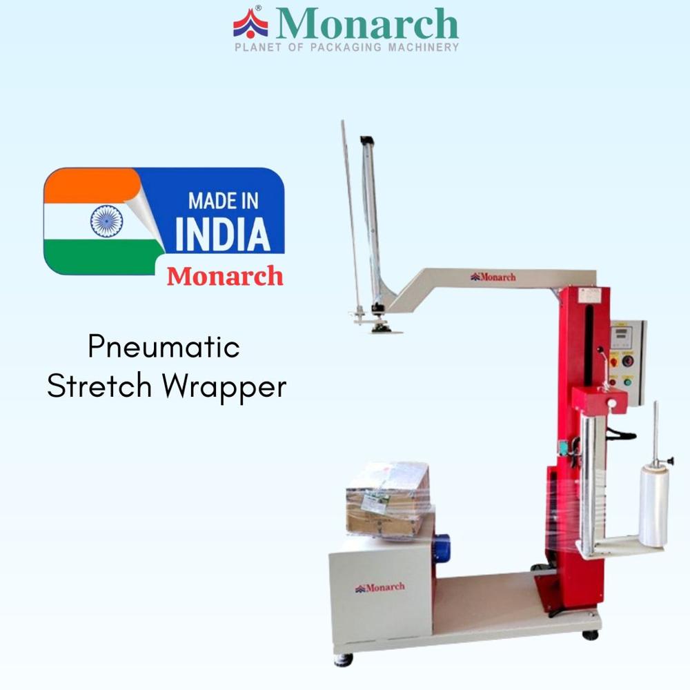 Stretch Wrapping Machine - Stretch Film, 56 X 28 X 86 Inches, Red Color | Semi-Automatic, 230 Voltage, 1440 RPM, 100 Kg Weight, 6 Month Warranty