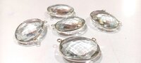 Crystal Quartz Oval Shape 20x27mm Gemstone Double Loop Bezel Connector Charms