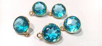 Blue Topaz Star cut Coin Shape 12mm Gemstone Single Loop Bezel Connecter Charms