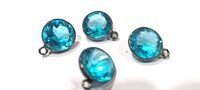 Blue Topaz Star cut Coin Shape 12mm Gemstone Single Loop Bezel Connecter Charms