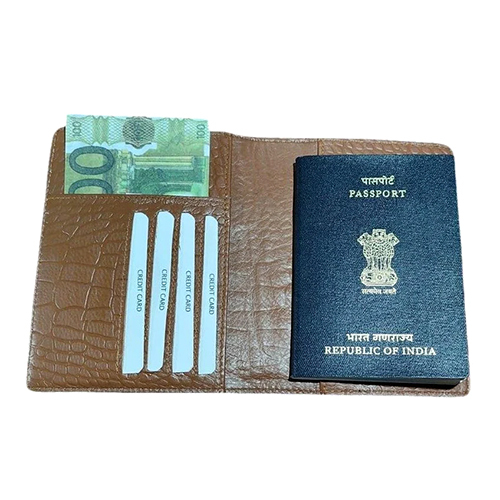Brown Embossed Leather Passport Covers