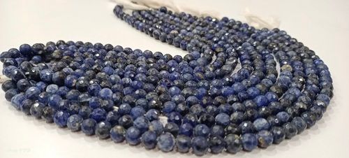 Natural Sodalite Round Faceted 5-6mm Beads Sold Per Strand 14 Inches Long