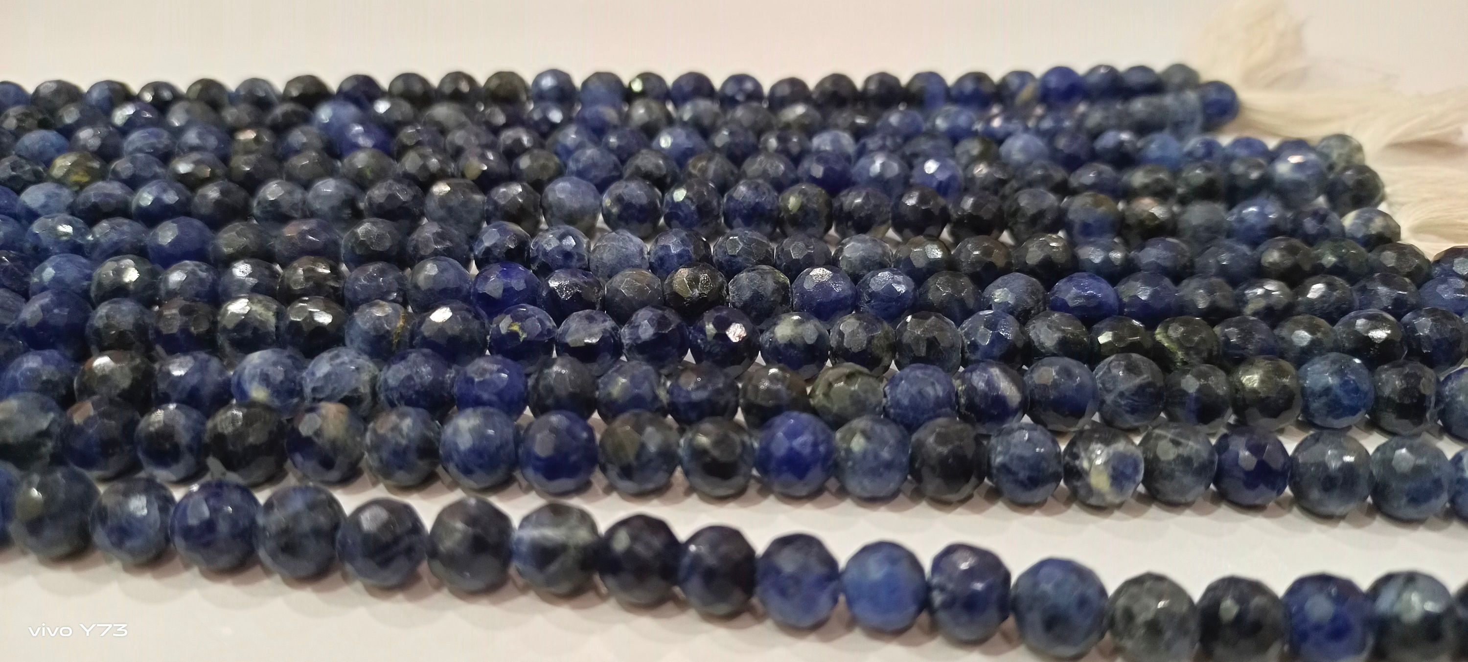 Natural Sodalite Round Faceted 5-6mm Beads Sold Per Strand 14 Inches Long