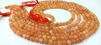 Natural Peach moonstone Round Faceted 5-6mm Beads Sold Per Strand 14''Long