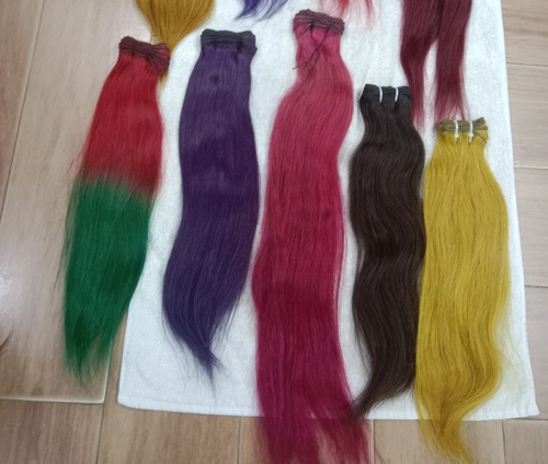 Colour weft bundles hair