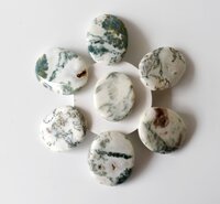 Tree Agate Flat Stone, Polished Oval Flat Stone for Calming Crystal, Anxiety Relief