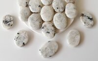 Rainbow Moonstone Flat Stone, Polished Oval Flat Stone for Calming Crystal, Anxiety Relief