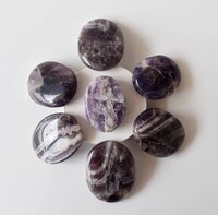 Amethyst Flat Stone, Polished Oval Flat Stone for Calming Crystal, Anxiety Relief