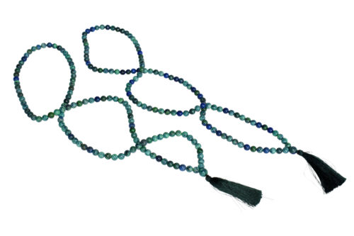 Azurite Malachite, 108 Prayer Beads Necklace, Jap Mala